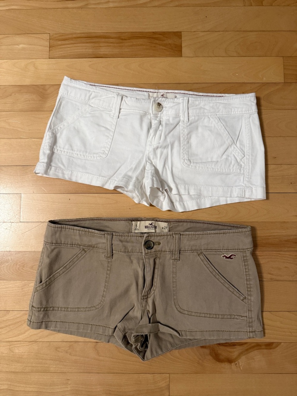 Bundle of Hollister low rise Cotton Shorts White & Tan